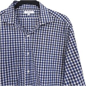 BOGLIOLI MILANO Men's Shirt Size 42 - 16.5 Check Navy White Black Plaid